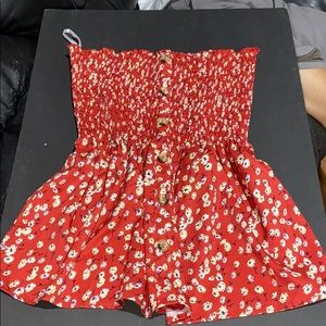 Red top with flowers